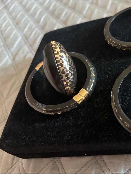 Coach Jewelry - Coach Black Resin Bangle with Gold Leopard Accent